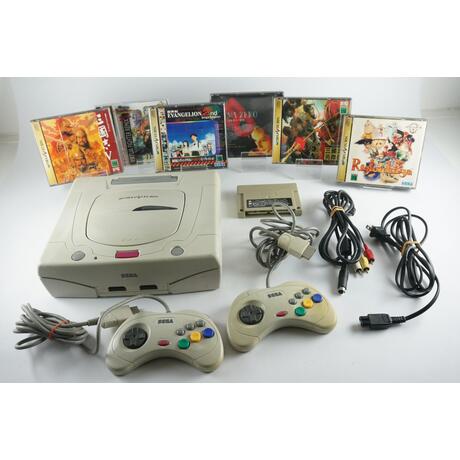 Sega Saturn Console White 6 Games Japanese