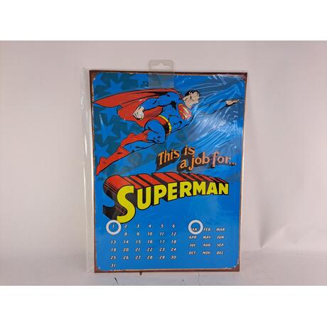 Vintage Superman Flying Reusable Metal Calendar