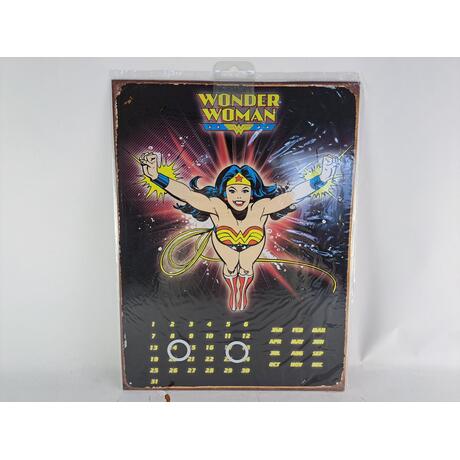 Vintage Wonder Woman Flying Reusable Metal Calendar